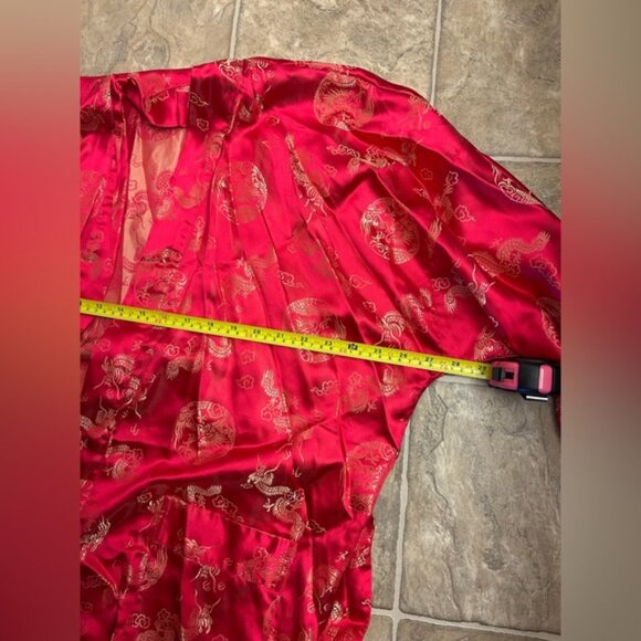 Vintage Japanese Kimono Robe Adult Large Red Gold from Japan Whitby F2 - Picture 9 of 12